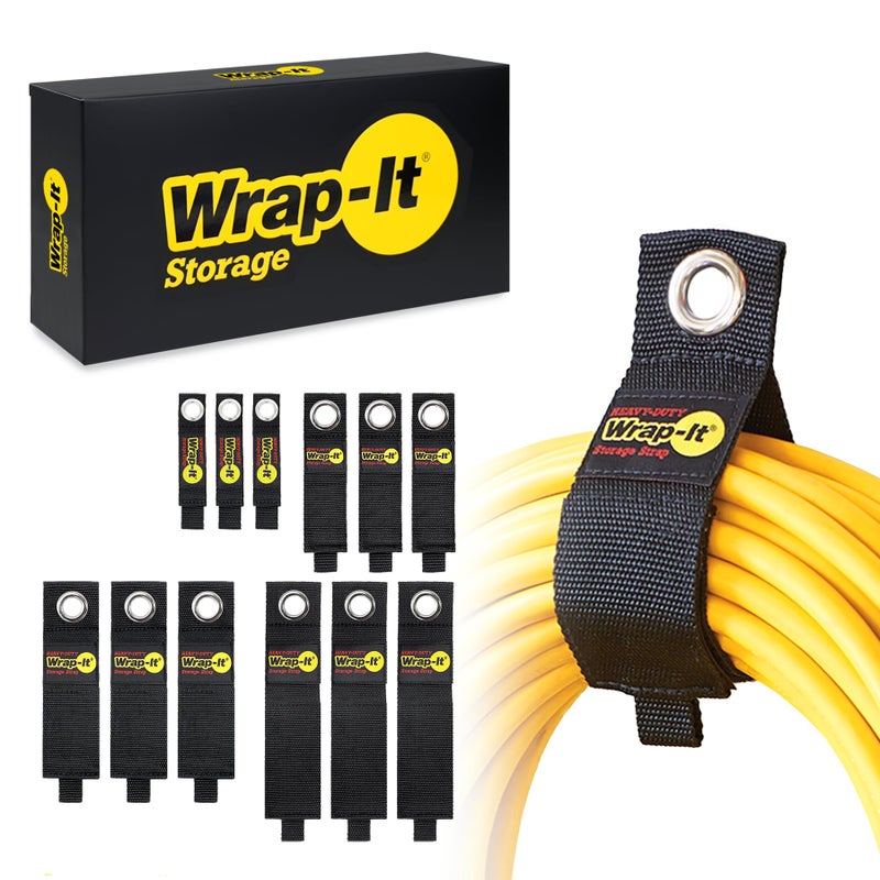 Wrap-It Storage Heavy-Duty Wrap-It Storage Straps (Assorted 12 Pack) - Hanging Extension Cord Organizer for Cable Management and Storage on Garage Wall, RV Gadgets and Appliances - Image 1